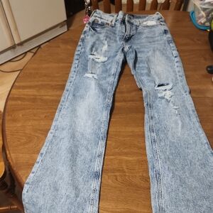 Aeropostale Light Blue Flare Jeans with Distressing